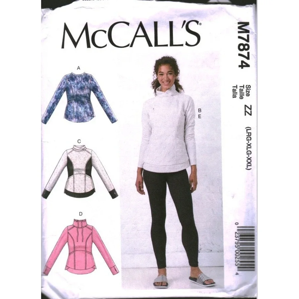 McCalls M7874 Misses Activewear Sewing Pattern Tops Leggings Size ZZ LRG